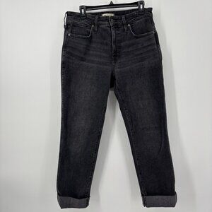Madewell Curvy Mid Rise Stovepipe Jeans Black Womens‎ Size 30 Roll Up Ankle